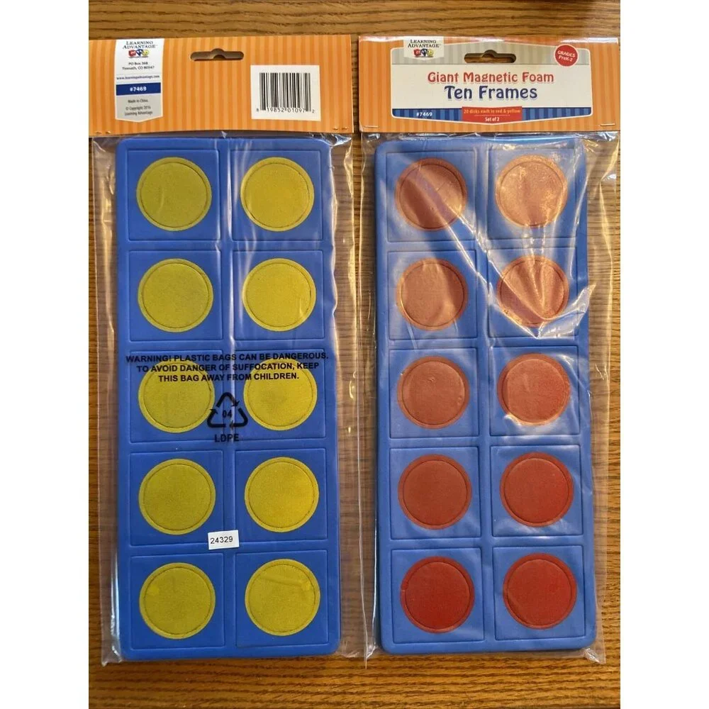 Learning Advantage Giant Magnetic Foam Ten Frames Yellow & Red 5 Sets Of 2 - Picture 3 of 5